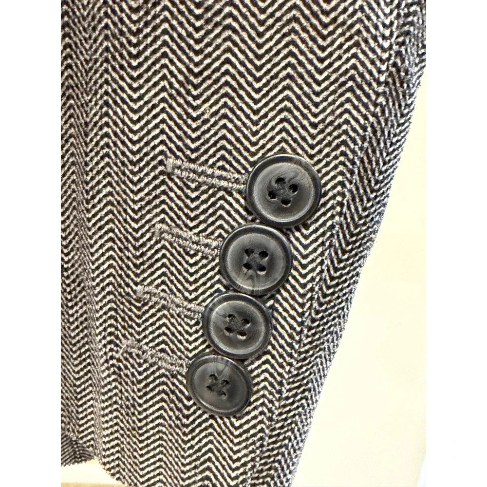 Michael Brandon Mens Herringbone Blazer Grey Black Cotton Sport Coat Size L 42